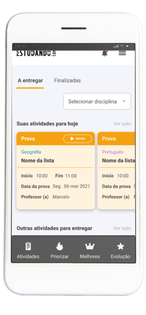 Smartphone com o portal Estudando.com aberto